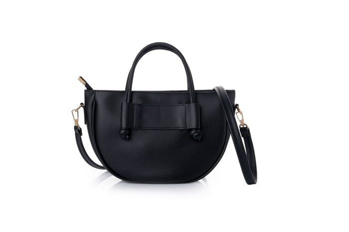 Lucky Bees Elin v2 Bolsa de Hombro Negra Cuero de Polivinilo Elegante y Sofisticada